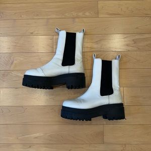 H&M white chunky boots